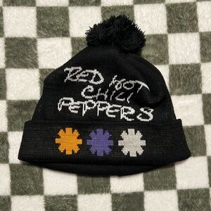 Black Red Hot Chili Peppers Beanie with Pom Pom